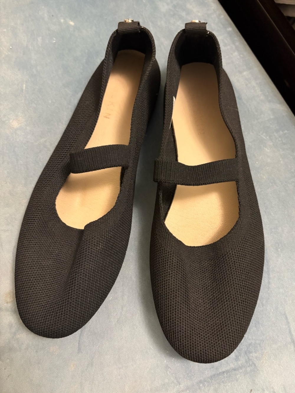 Danskin Black Knit Mary Jane Flats with Elastic Strap